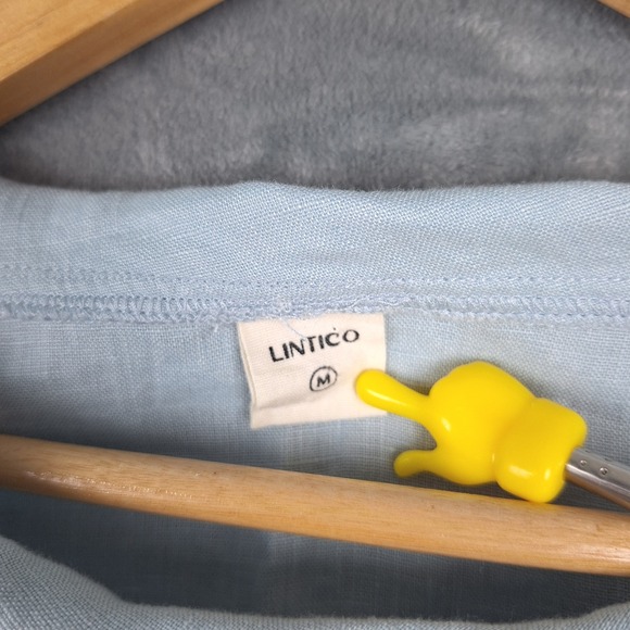 Lintico Top Medium Laura Linen Gingham Minimalist Lagenlook Boxy Coastal Beach - Picture 2 of 8